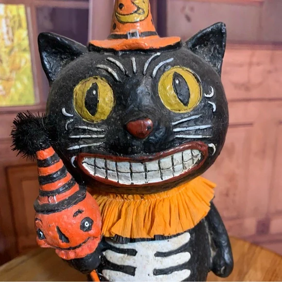 Halloween Primitive Black Cat Vintage Look Retro Party Decoration